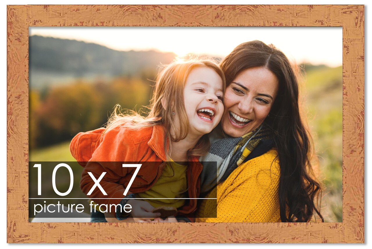 Photo Size Shabby Chic Orange Frame - UV Acrylic, Foam Board Backing, Hanging Hardware